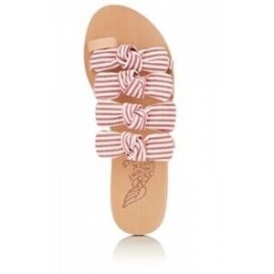 ANCIENT GREEK Sandal Hara bow-embellished leather slides size 38 pink $325